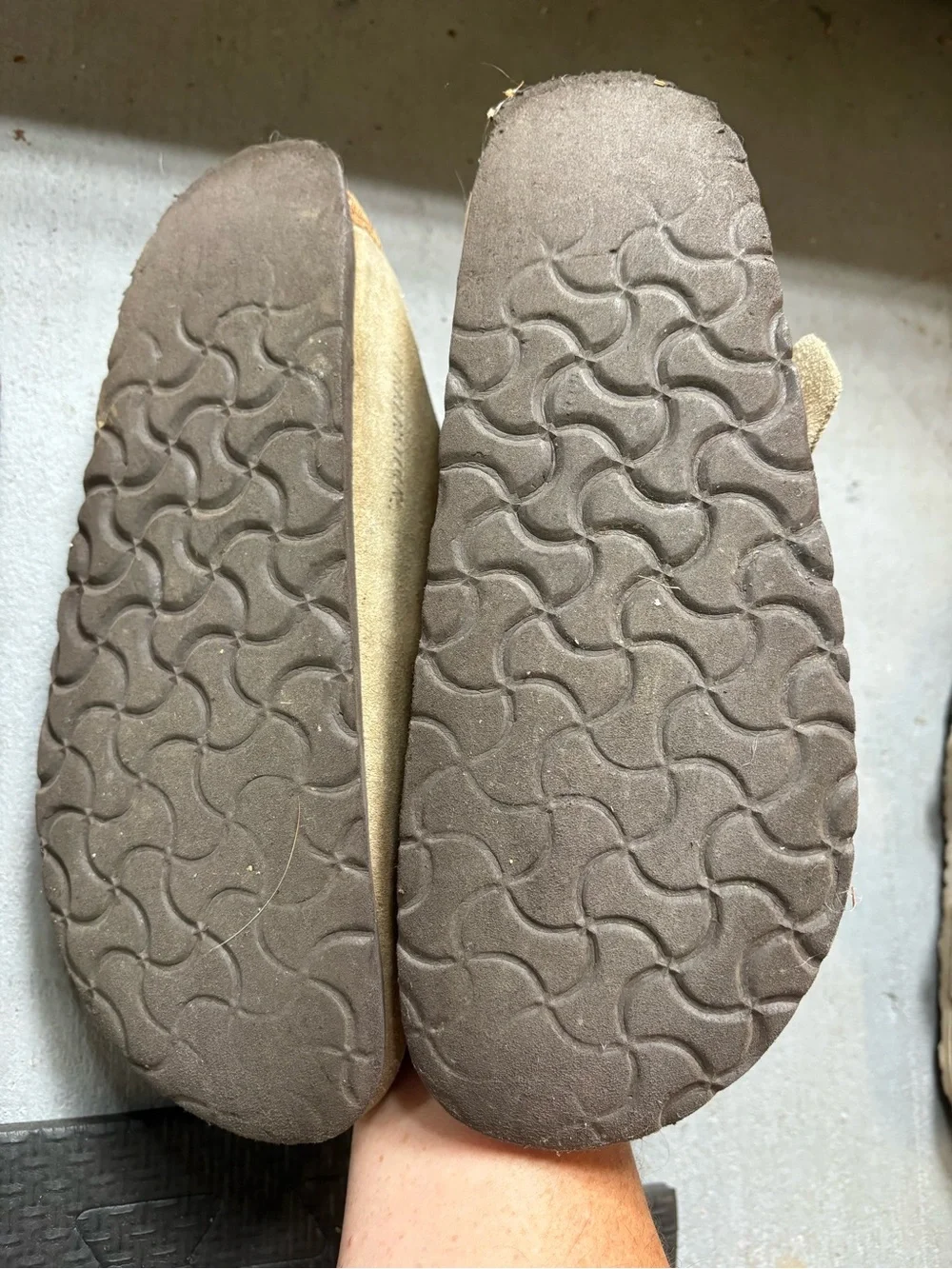 Birkenstock Beige Suede Slip-On Clogs with Buckle